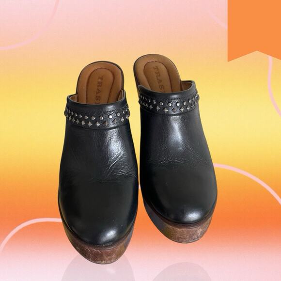 Trask Women’s Black Leather Reese Studded Clog/Mule Heels Boho Western Size 7.5 - Picture 2 of 12